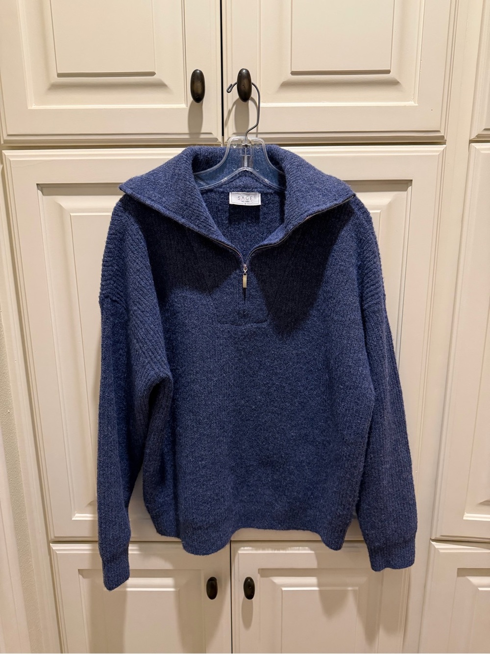 Sage Navy Half-Zip Pullover Sweater for Men